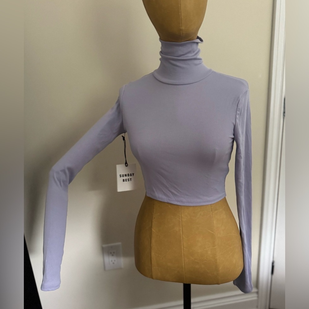 NWT Sunday Best Freshman Lavender Cropped Turtleneck Top (XS) - Picture 2 of 7